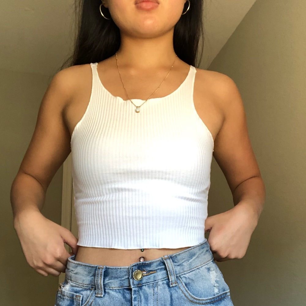 Ribbed White Tank Top